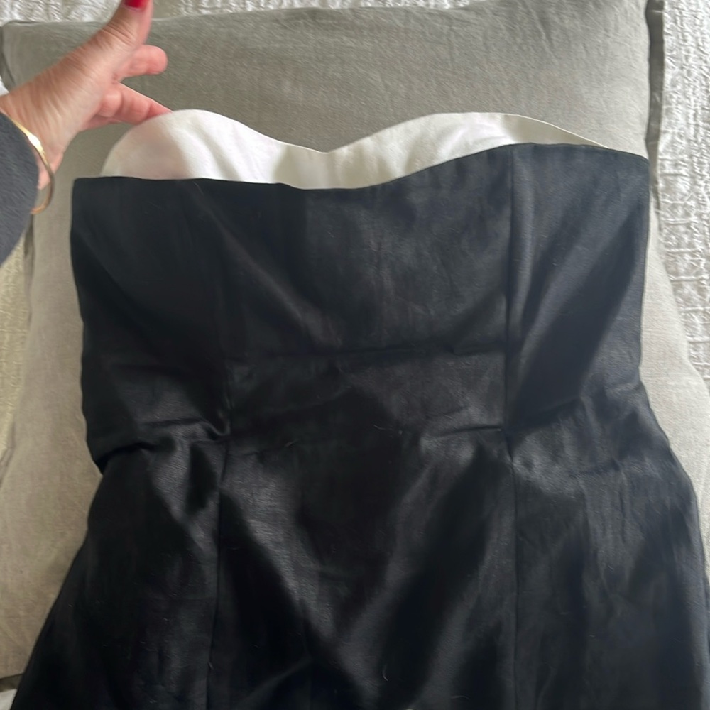 Reformation Linen strapless w side boning top